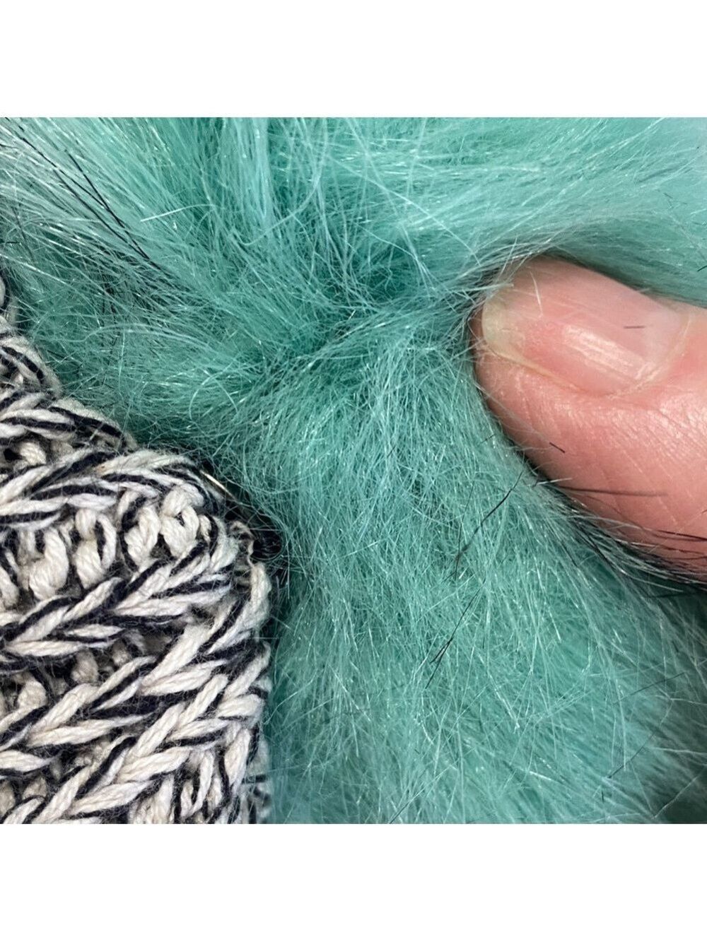 Love Your Melon black and white Beanie with Teal Pom-Pom - Picture 4 of 4